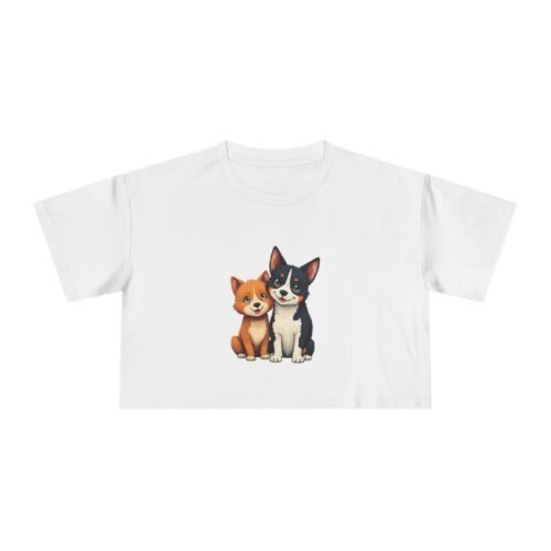 Baby Cat and Mom  Women's Crop Tee